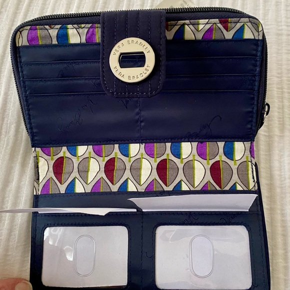 Vera Bradley Quilted Turn Lock Wallet in Classic Navy - Picture 3 of 5